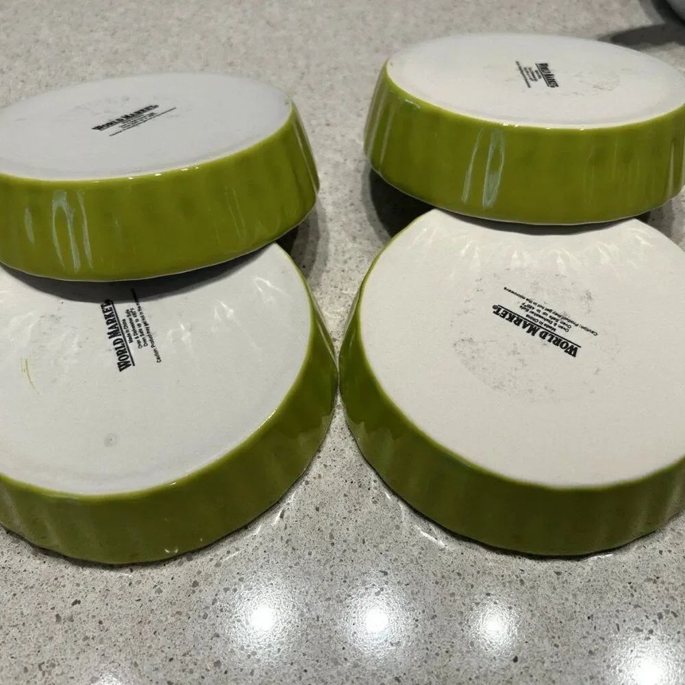 World Market Ramekins Lime Green Color Porcelain, 4.5 inches - SET OF 4